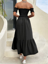 Load image into Gallery viewer, Off-Shoulder Short Sleeve Midi Dress