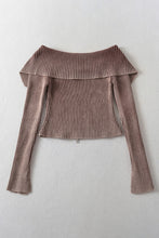 Load image into Gallery viewer, Double Take Ribbed Off-Shoulder Zip Up Long Sleeve Cardigan