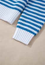 Load image into Gallery viewer, Striped Half Zip Mock Neck Long Sleeve Sweater