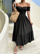 Load image into Gallery viewer, Off-Shoulder Short Sleeve Midi Dress