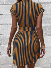 Load image into Gallery viewer, Tied Striped Cap Sleeve Mini Dress