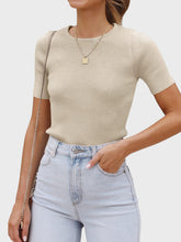 Load image into Gallery viewer, Round Neck Short Sleeve Knit Top