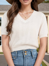 Load image into Gallery viewer, V-Neck Short Sleeve Knit Top