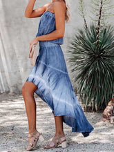 Load image into Gallery viewer, Smocked High-Low Tube Denim Dress