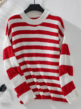 Load image into Gallery viewer, Striped Round Neck Long Sleeve Sweater