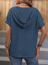 Load image into Gallery viewer, Waffle-Knit Hooded Short Sleeve Top