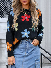 Load image into Gallery viewer, Angel Wings Flower Round Neck Long Sleeve Sweater