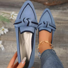 Load image into Gallery viewer, Bow Contrast Trim Point Toe Loafers