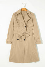 Load image into Gallery viewer, Collared Neck Tie Waist Buttoned Long Sleeve Trench Coat