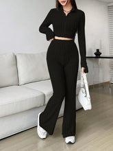 Load image into Gallery viewer, Honey Zip Up Long Sleeve Top and Pants Set