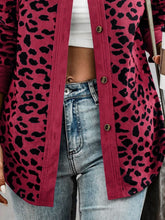 Load image into Gallery viewer, Full Size Leopard Collared Neck Button Up Long Sleeve Jacket