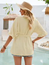 Load image into Gallery viewer, Tied Swiss Dot Flounce Sleeve Top
