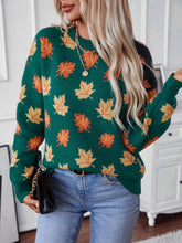 Load image into Gallery viewer, Maple Leaf Round Neck Long Sleeve Sweater