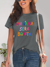 Load image into Gallery viewer, Letter Graphic Round Neck Short Sleeve T-Shirt