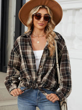 Load image into Gallery viewer, Plaid Collared Neck Long Sleeve Shirt
