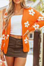 Load image into Gallery viewer, Flower Open Front Long Sleeve Cardigan