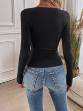 Load image into Gallery viewer, Devine Lace Detail Round Neck Long Sleeve T-Shirt