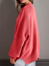 Load image into Gallery viewer, Double Take Side Slit Round Neck Long Sleeve Sweater
