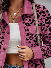Load image into Gallery viewer, Full Size Leopard Collared Neck Button Up Long Sleeve Jacket