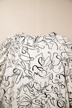 Load image into Gallery viewer, Printed Round Neck Three-Quarter Sleeve Blouse