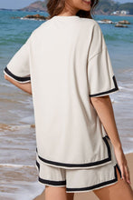Load image into Gallery viewer, Contrast Trim Round Neck Top and Shorts Set