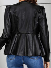 Load image into Gallery viewer, Peplum Zip Up Long Sleeve Jacket