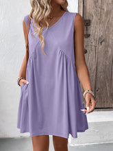 Load image into Gallery viewer, Ivy Lane Ruched V-Neck Sleeveless Mini Dress