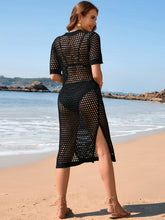 Load image into Gallery viewer, Slit Openwork Round Neck Cover-Up