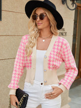 Load image into Gallery viewer, Houndstooth Button Up Long Sleeve Cardigan