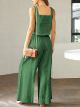 Load image into Gallery viewer, Square Neck Top and Wide Leg Pants Set