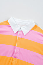Load image into Gallery viewer, Contrast Striped Collared Neck Long Sleeve Sweatshirt