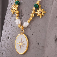 Load image into Gallery viewer, Titanium Steel Freshwater Pearl Oval Pendant Necklace