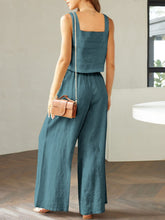 Load image into Gallery viewer, Square Neck Top and Wide Leg Pants Set