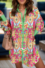 Load image into Gallery viewer, Printed Button Up Long Sleeve Shirt Dress