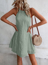 Load image into Gallery viewer, Eyelet Grecian Neck Mini Dress