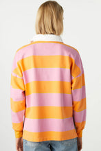 Load image into Gallery viewer, Contrast Striped Collared Neck Long Sleeve Sweatshirt