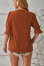 Load image into Gallery viewer, Notched Half Sleeve Blouse