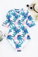 Load image into Gallery viewer, Printed Notched Half Sleeve One-Piece Swimwear