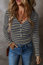 Load image into Gallery viewer, Striped V-Neck Long Sleeve Top