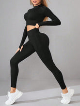 Load image into Gallery viewer, Mock Neck Long Sleeve Top and Leggings Active Set