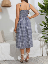 Load image into Gallery viewer, Smocked Plaid Square Neck Cami Dress