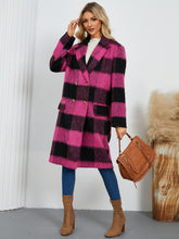 Load image into Gallery viewer, Plaid Double-Breasted Long Sleeve Coat