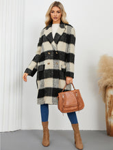 Load image into Gallery viewer, Plaid Double-Breasted Long Sleeve Coat