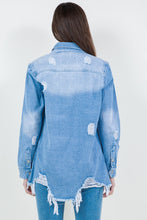 Load image into Gallery viewer, American Bazi Raw Hem Distressed Long Sleeve Denim Jacket