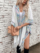 Load image into Gallery viewer, Fringe Half Sleeve Hooded Poncho