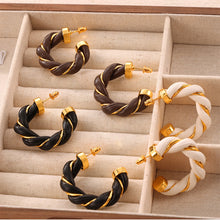 Load image into Gallery viewer, Twisted Leather Rope C-Hoop Earrings
