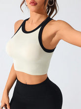 Load image into Gallery viewer, Contrast Trim Round Neck Active Tank