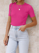 Load image into Gallery viewer, Round Neck Short Sleeve Knit Top