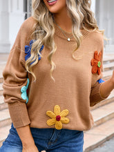 Load image into Gallery viewer, Angel Wings Crochet Flower Round Neck Sweater