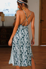 Load image into Gallery viewer, Slit Crisscross Printed Sleeveless Cami Dress